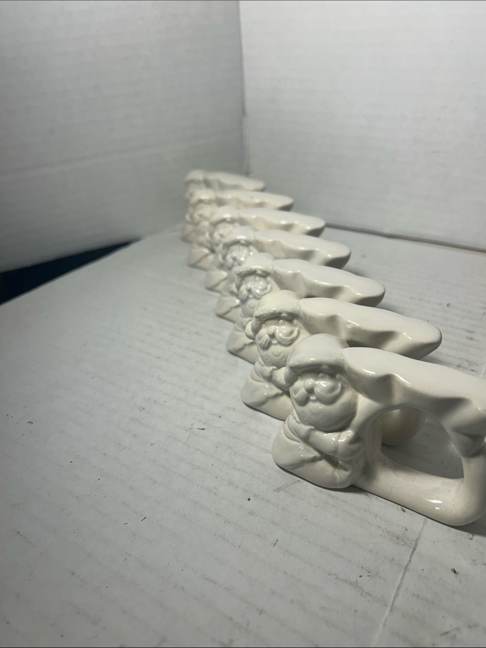 White Ceramic Santa Napkin Ring - Holiday Table Accent